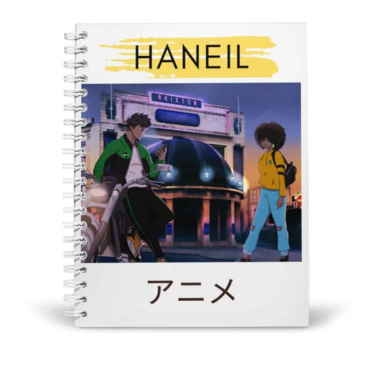 Personalised A5 Notebook | Black Anime Scene
