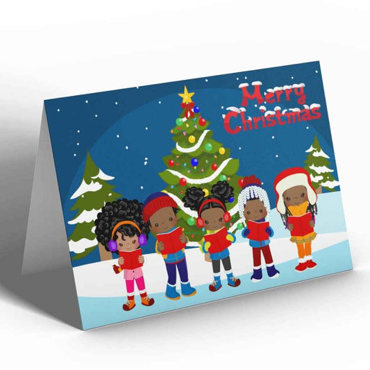 Personalised Christmas Card | Black Carolers