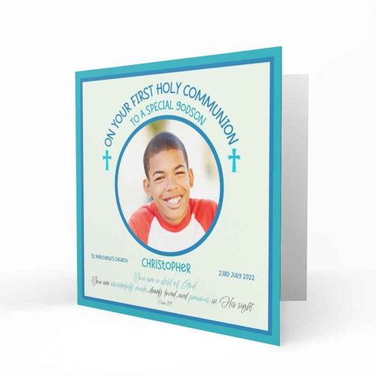 Personalised First Holy Communion Card | Boy - Photo Upload Psalm 139