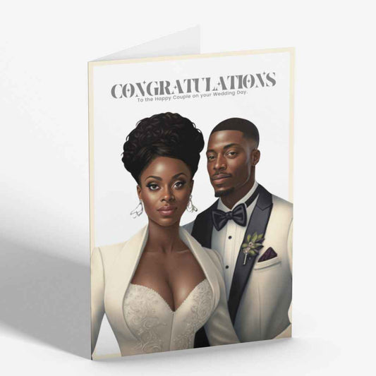 Congratulations Black Couple Personalised Wedding Card