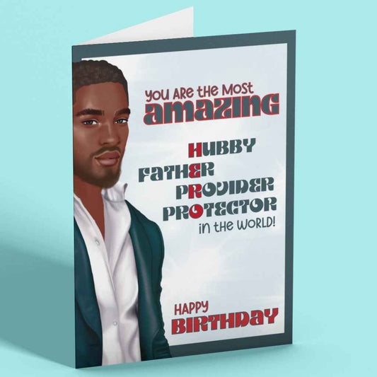 Personalised Birthday Cards | Black Dad Amazing Hero