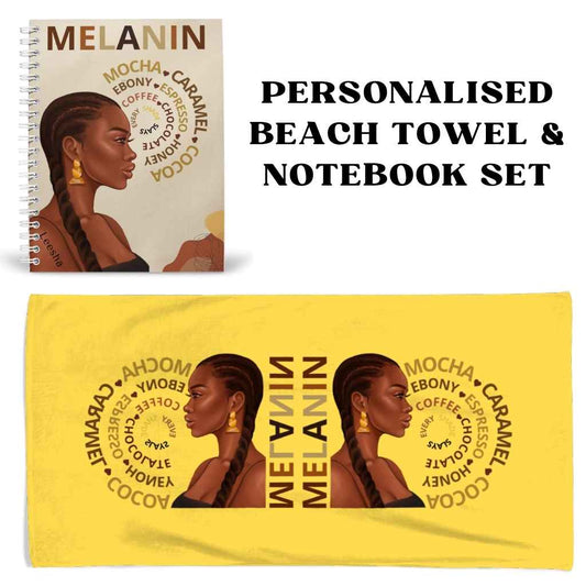 Personalised Beach Towel & Notebook Bundle | Melanin Every Shade Slays