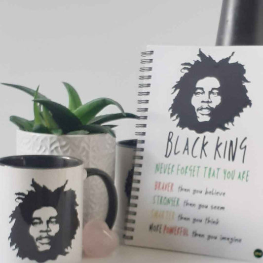 Black King / Queen Never Forget Motivational Cup & Notebook Gift Bundle