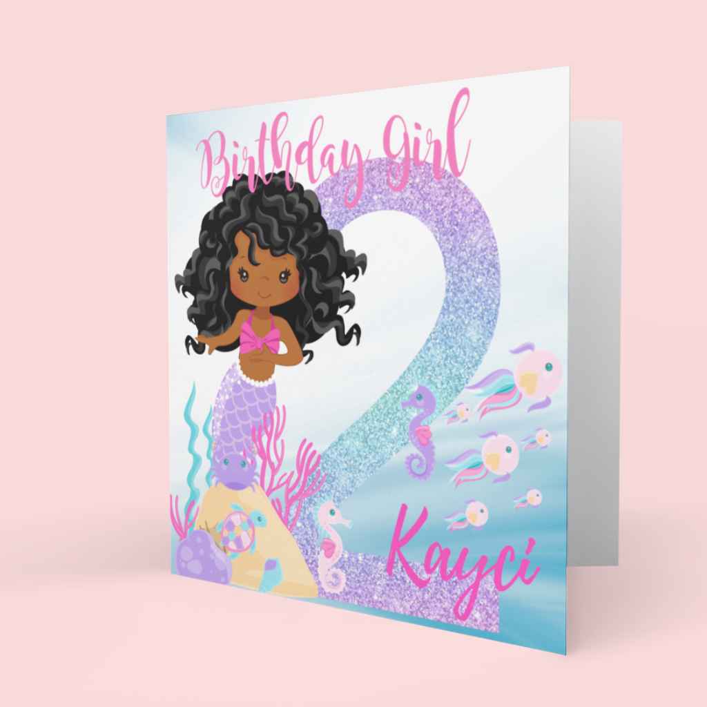 Black Mermaid Age Birthday Card
