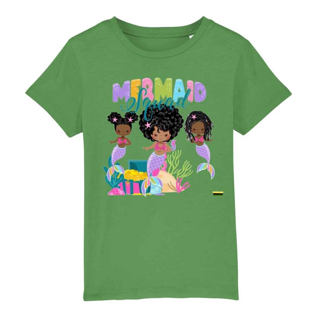 Black Mermaid Squad Girls Organic Cotton T Shirt