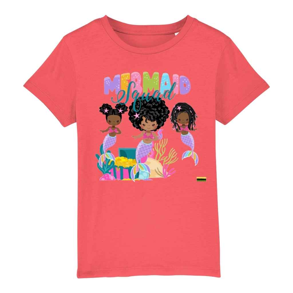 Black Mermaid Squad Girls Organic Cotton T Shirt