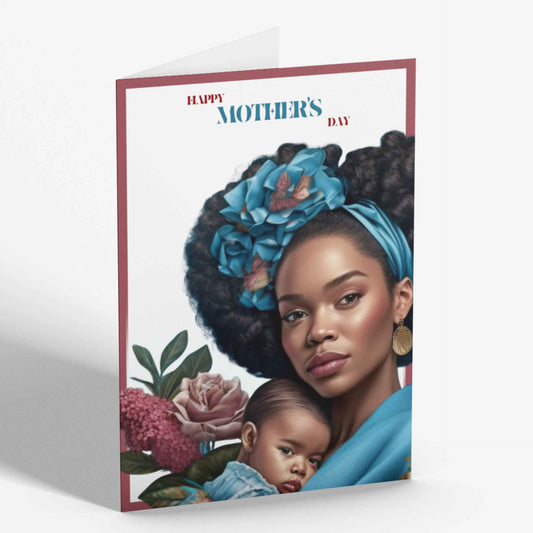 Black Mother & Child Headwrap Mother's Day Card
