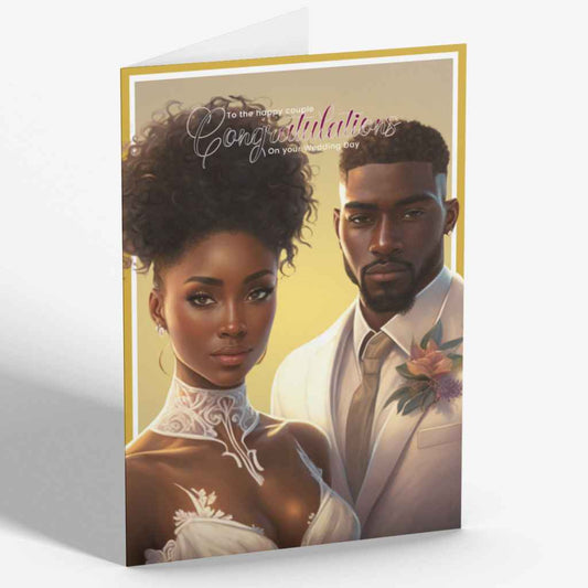 Black Couple Wedding Congratulations Card