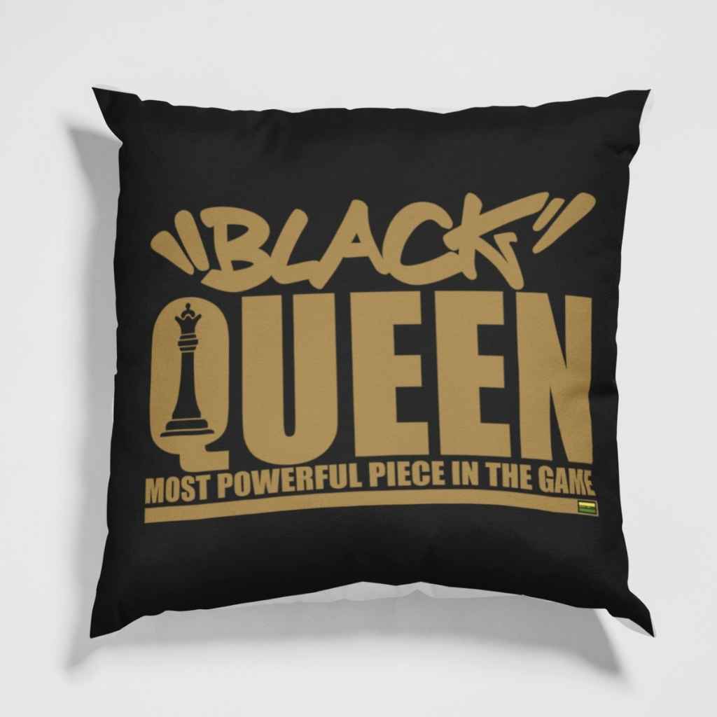 Personalised Black Queen Powerful Chess Cushion