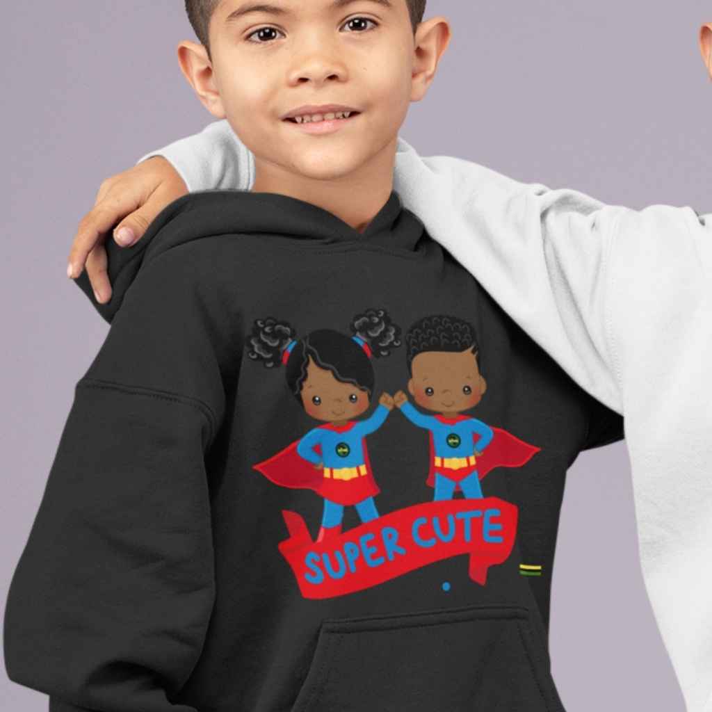 Black Superheroes | Super Cute Blue Super Hero & Heroine Organic Hoodie