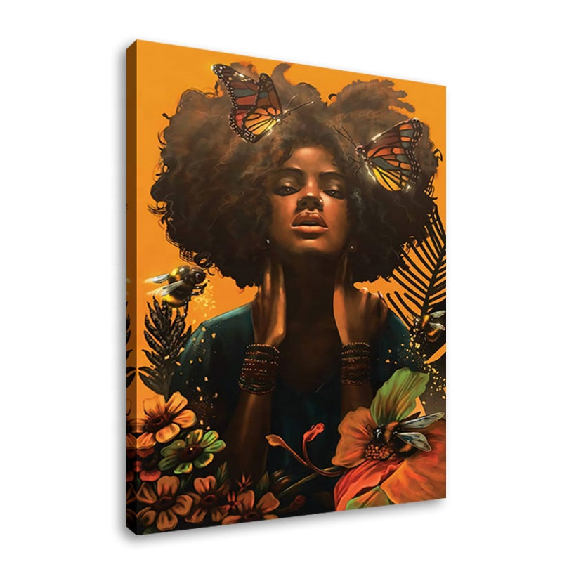 Butterfly Afro Digital Canvas Print