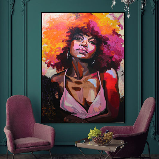 BTMR Home - Girl Afro Abstract Digital Canvas Print