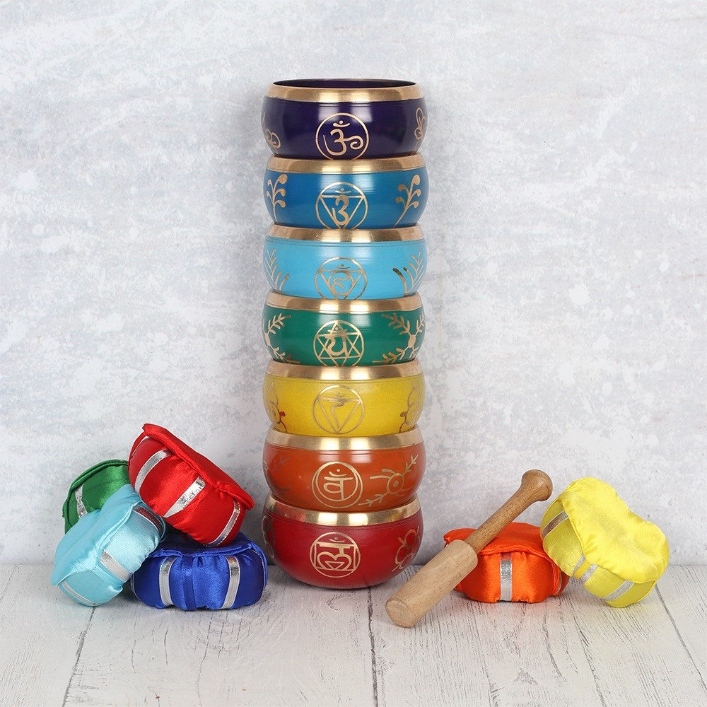 Chakra Brass Singing Bowls | 7 Chakras | 7 Colours
