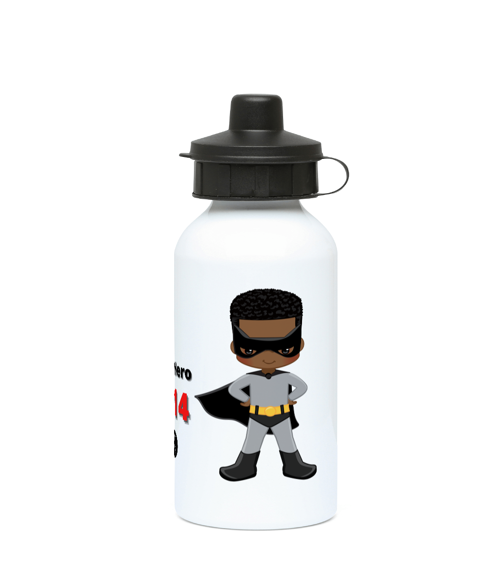 Personalised Water Bottle | Boys | Grey SuperHero