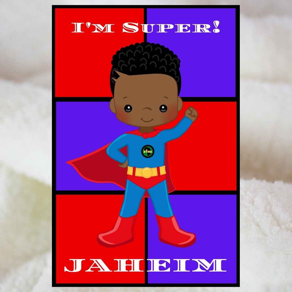 Personalised Blankets | Sherpa Fleece | BLM Kids Super Hero Squares