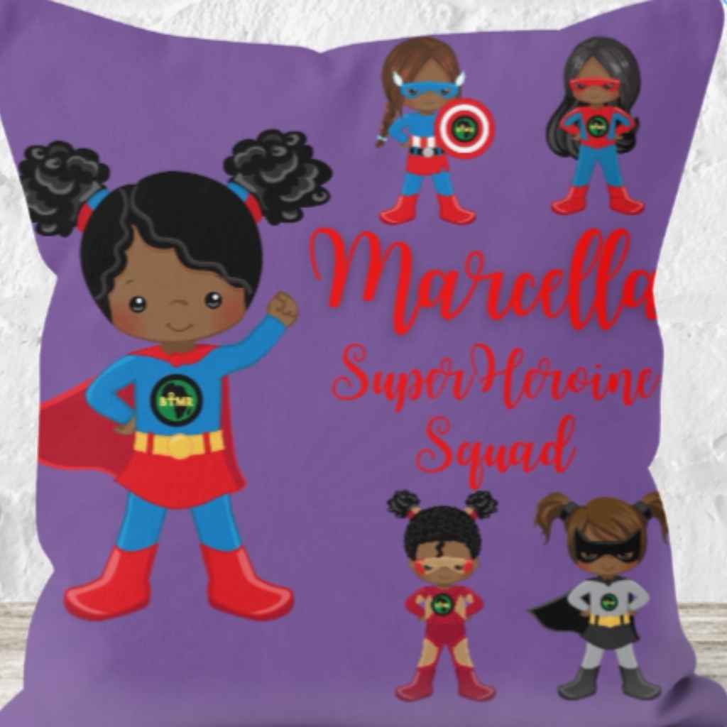 Personalised Cushions | BLM Kids | Super Heroine Squad