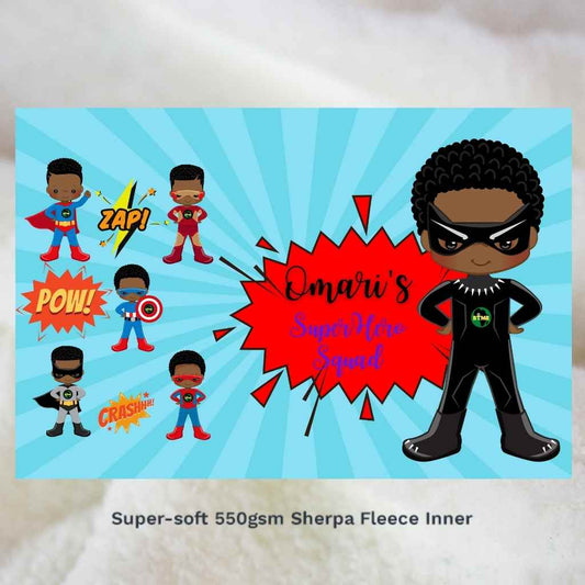 Personalised Blankets | Sherpa Fleece | BLM Kids Super Hero