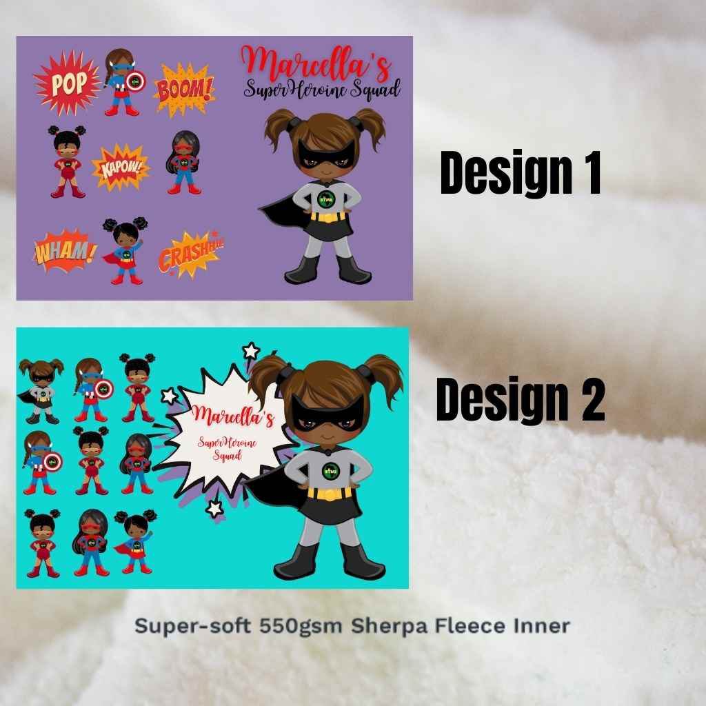 Personalised Blankets | Sherpa Fleece | BLM Kids Super Heroines
