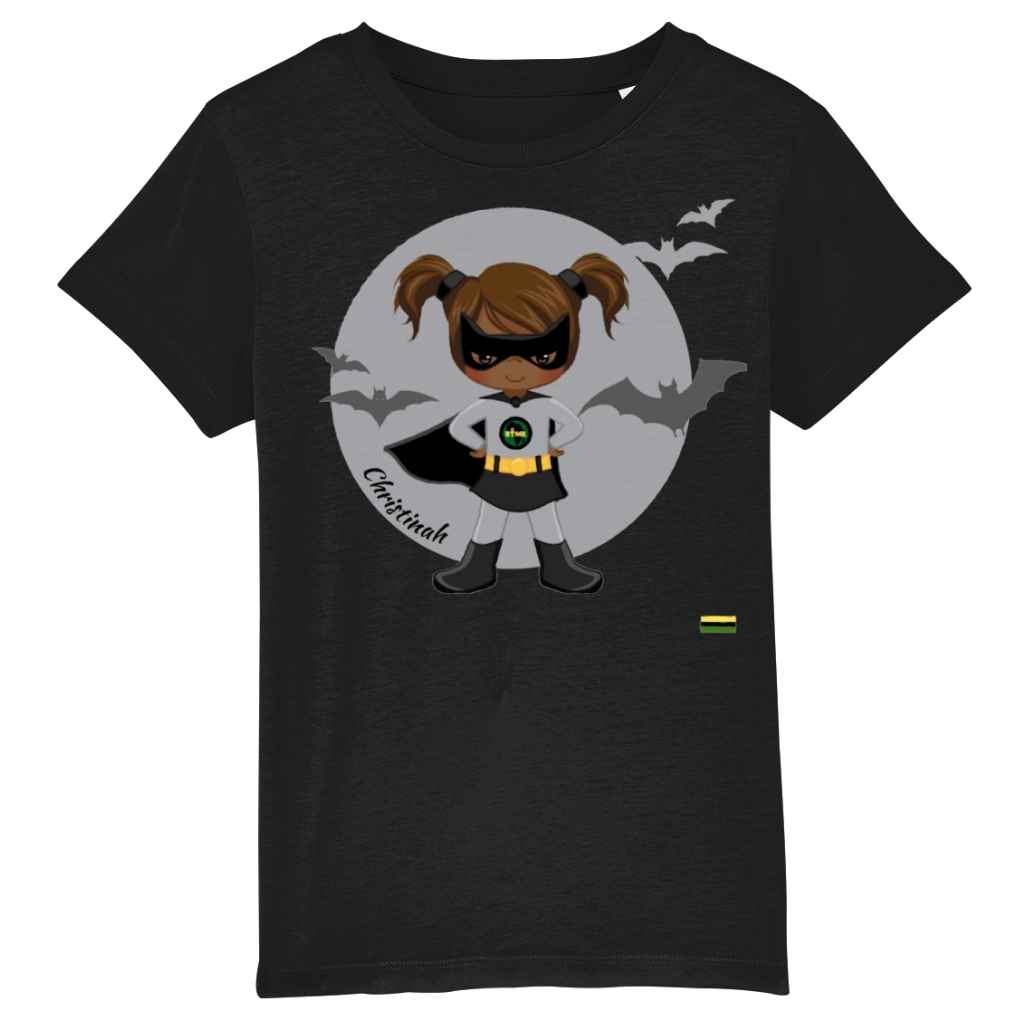 Black Superheroes | Grey SuperHeroine Bats | Organic Cotton T Shirt