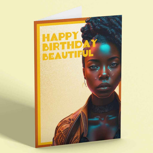 Happy Birthday Beautiful Black Girl Card