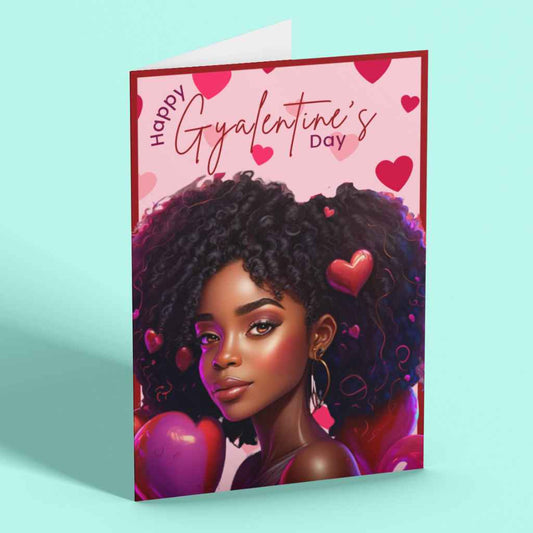 Happy Gyalentine's Day Black Girl Heart Card
