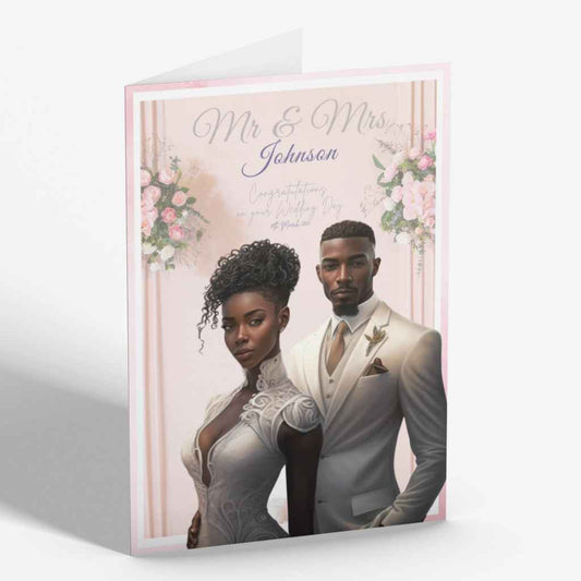 Personalised Mr & Mrs Black Newlywed Wedding Card