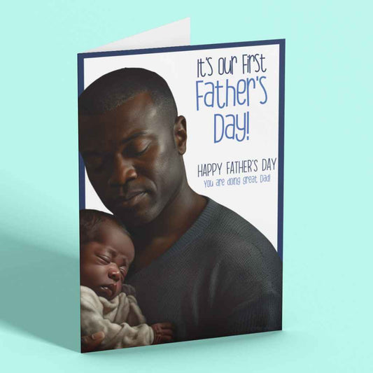Personalised First Father's Day Cards | Black Dad & Baby