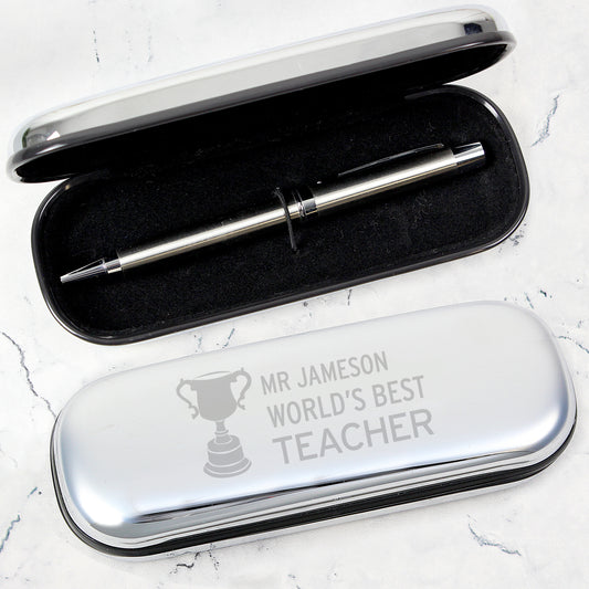 Personalised Best Teacher Troph Pen  & Box