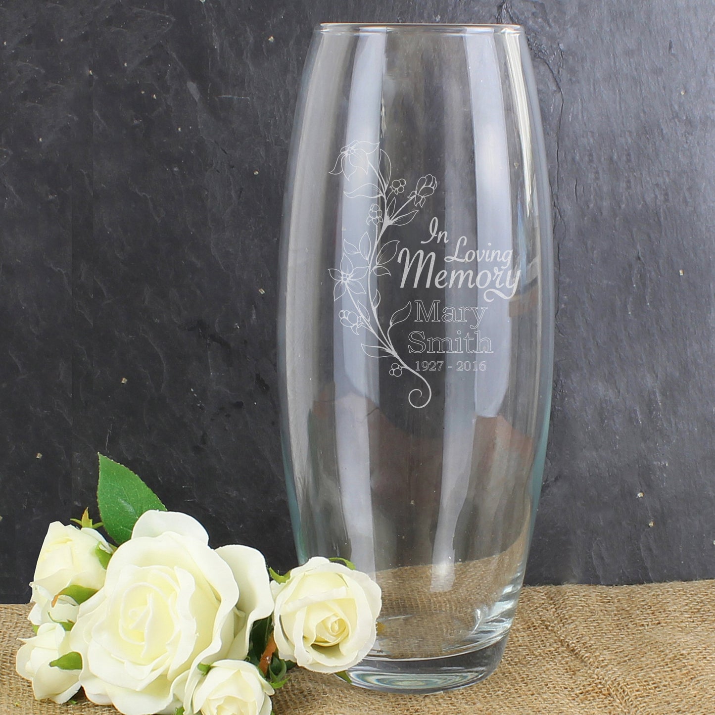 Personalised In Loving Memory Glass Vase