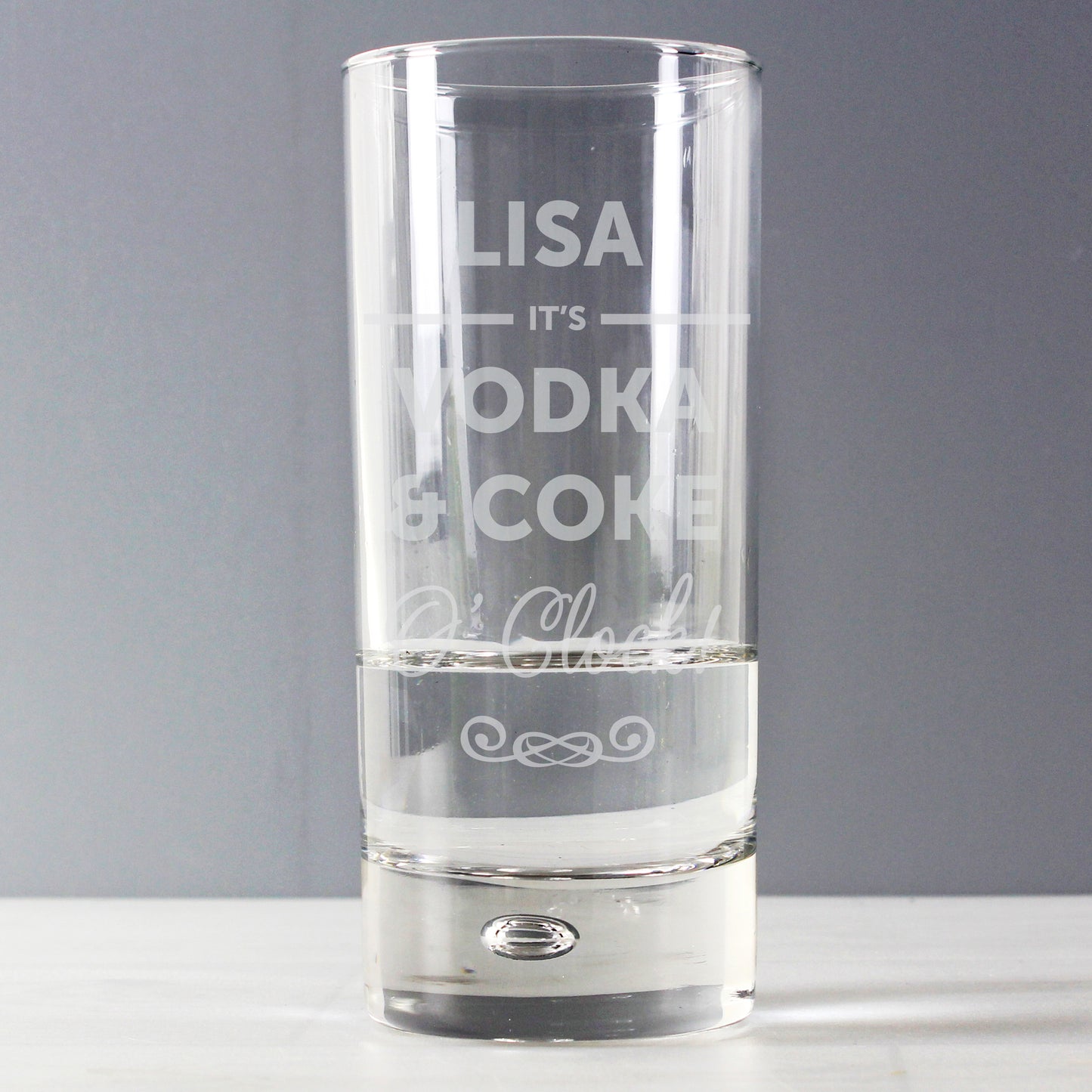 Personalised Its... O Clock Bubble Glass