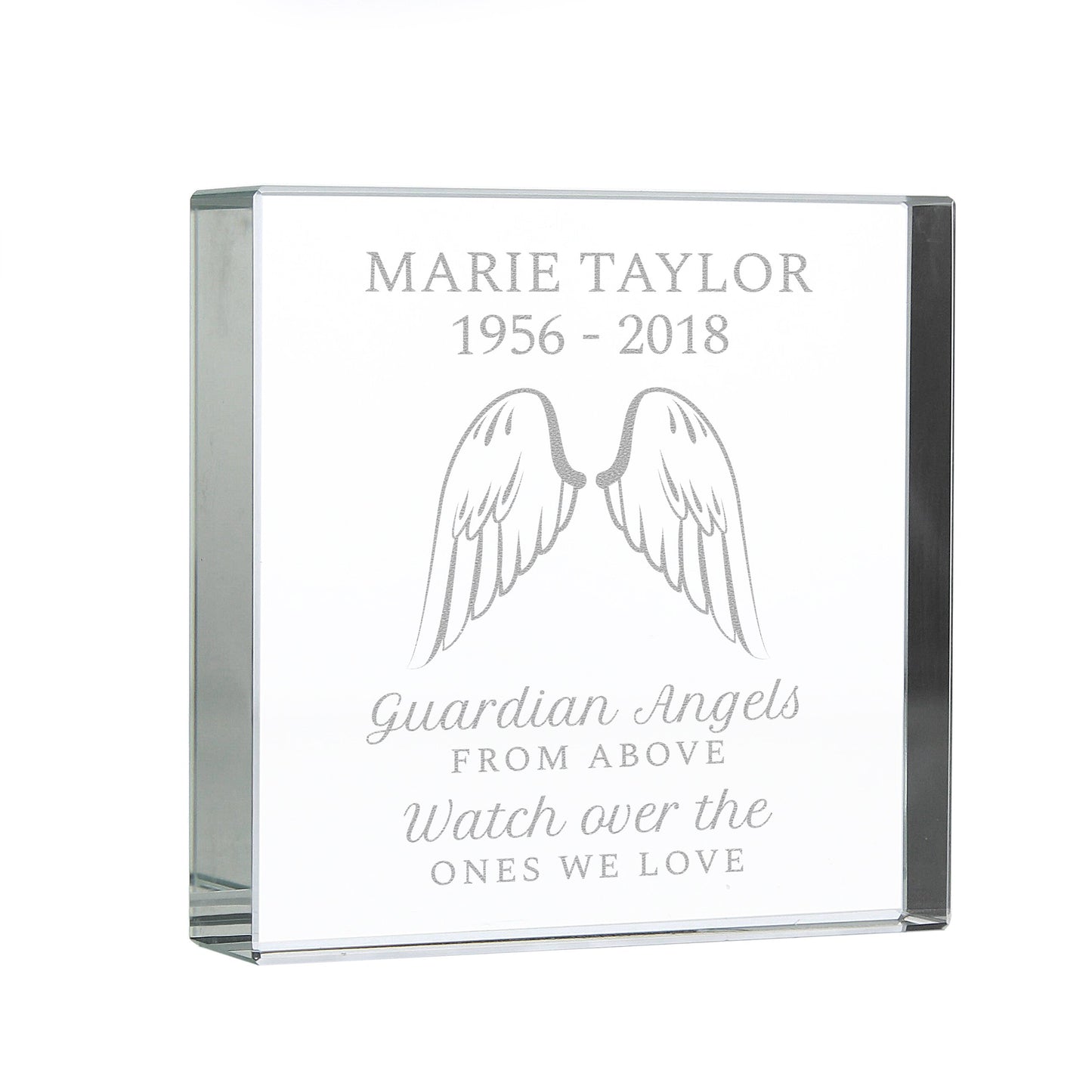 Personalised Guardian Angel Wings Large Crystal Token