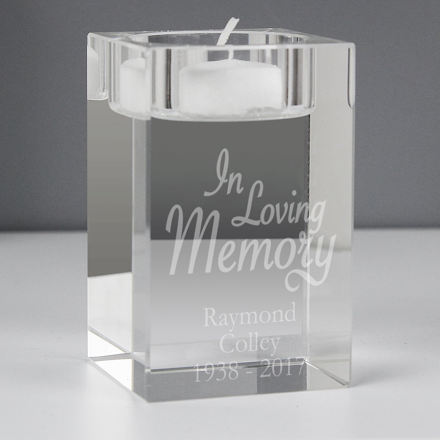 Personalised In Loving Memory Glass Tea Light Candle Holder