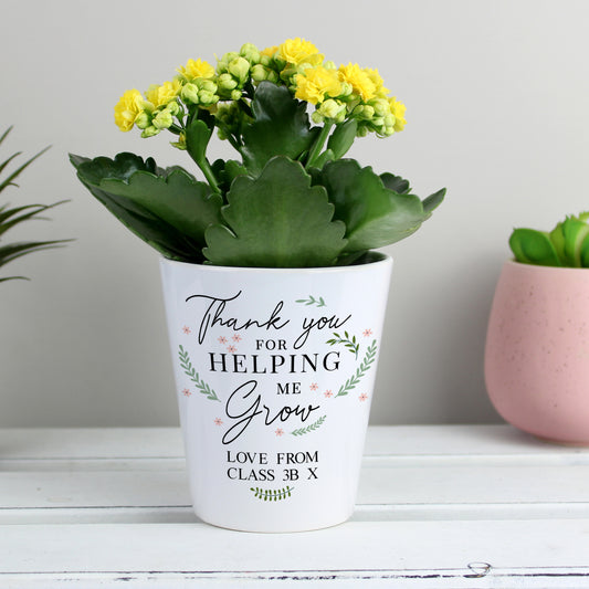 Personalised Ceramic Plant Pot | Thank You for Helping me Grow