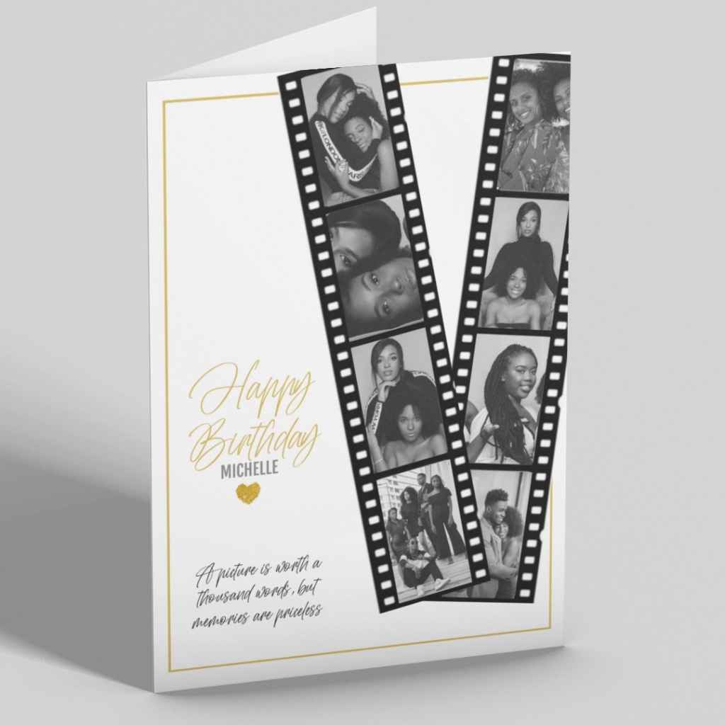 Personalised 8 Photo Upload Birthday Card | Film Strip