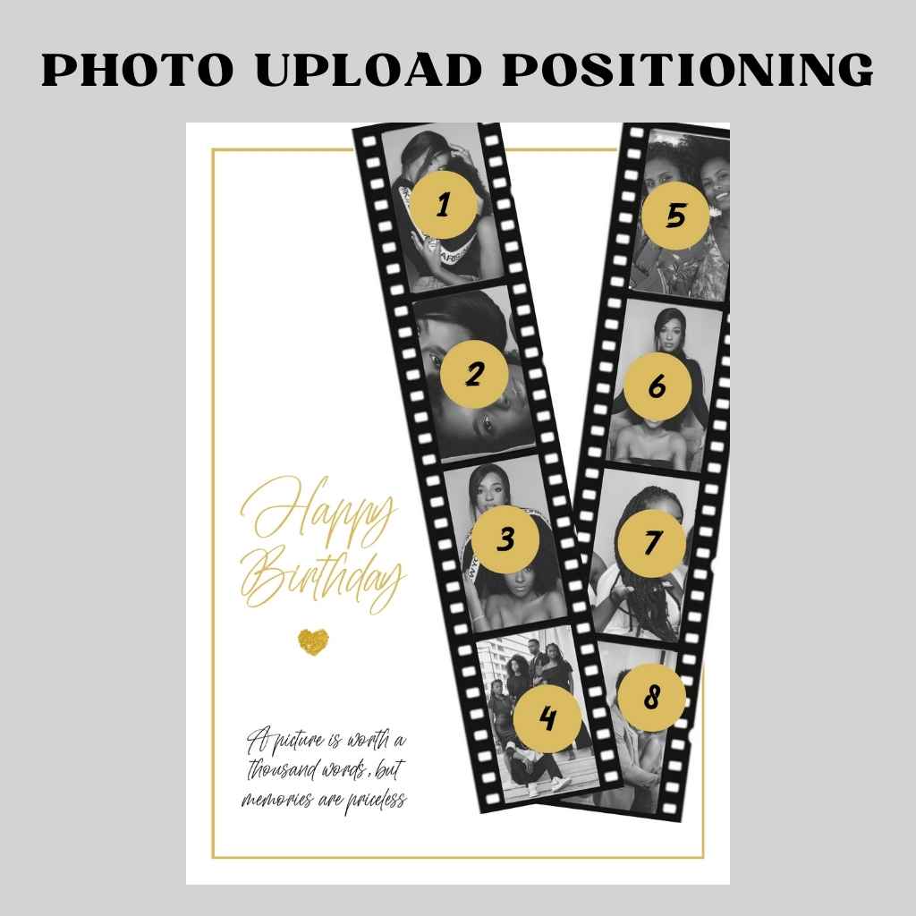 Personalised 8 Photo Upload Birthday Card | Film Strip