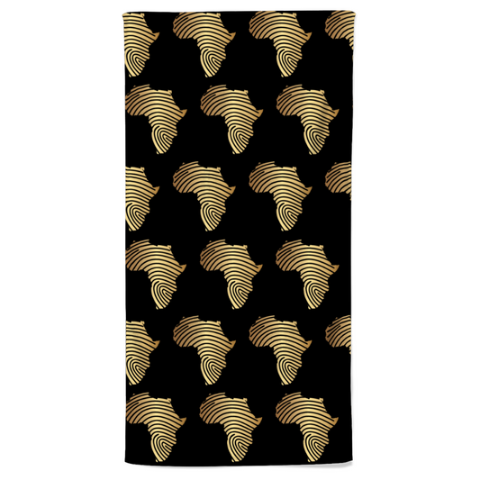 Personalised Africa Fingerprint Black & Gold Bath & Beach Towels