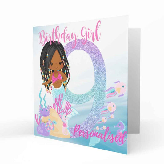 Black Mermaid Age Birthday Card