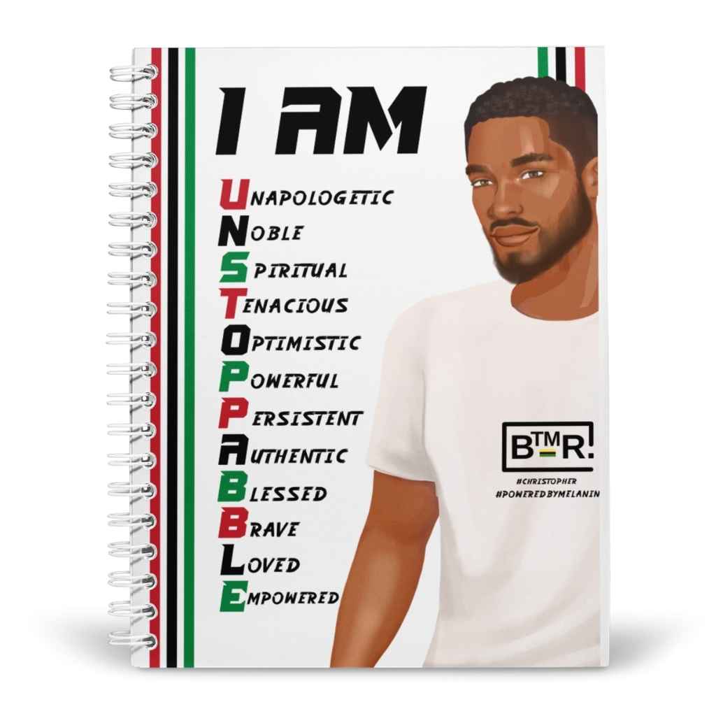 Personalised Empowering A5 Notebook | Black Man I AM UNSTOPPABLE!