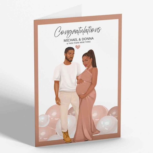 Personalised Black Couple Pregnancy Congratulations Card