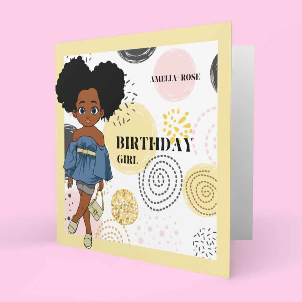 Black Girl Circles Birthday Card