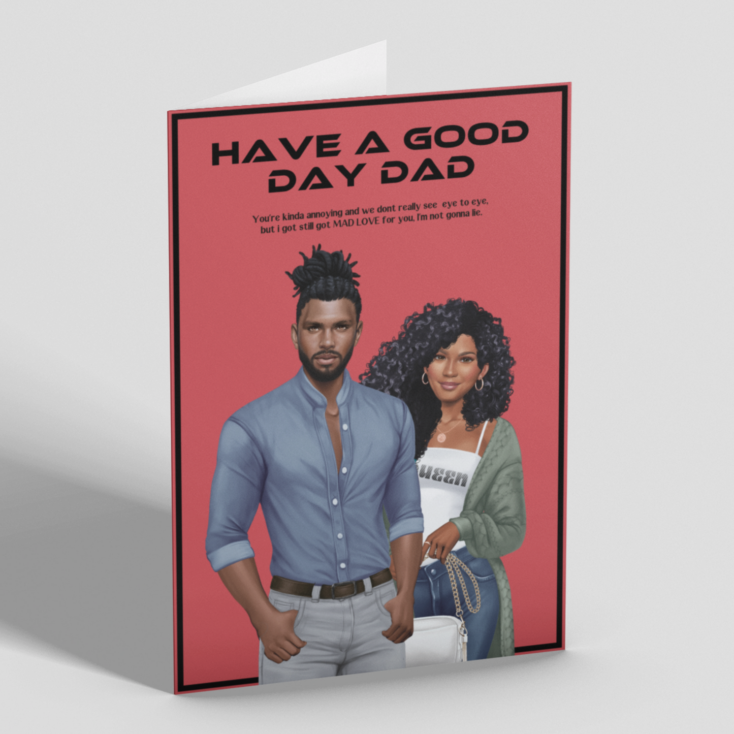 Personalised Father's Day Cards | Black Dad & Teen Daughter | Mad Love