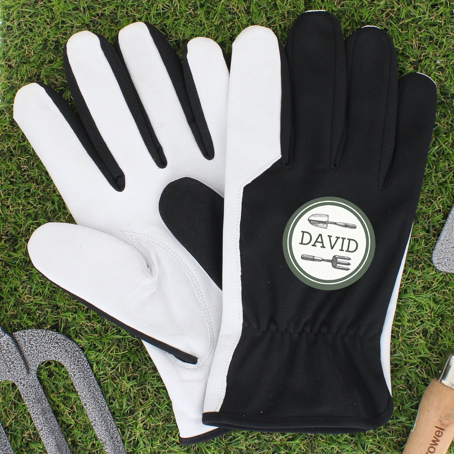 Personalised Black Garden Gloves