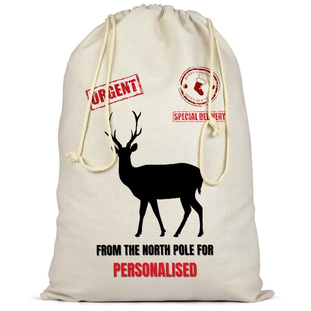 Personalised Cotton Christmas Sack | Reindeer