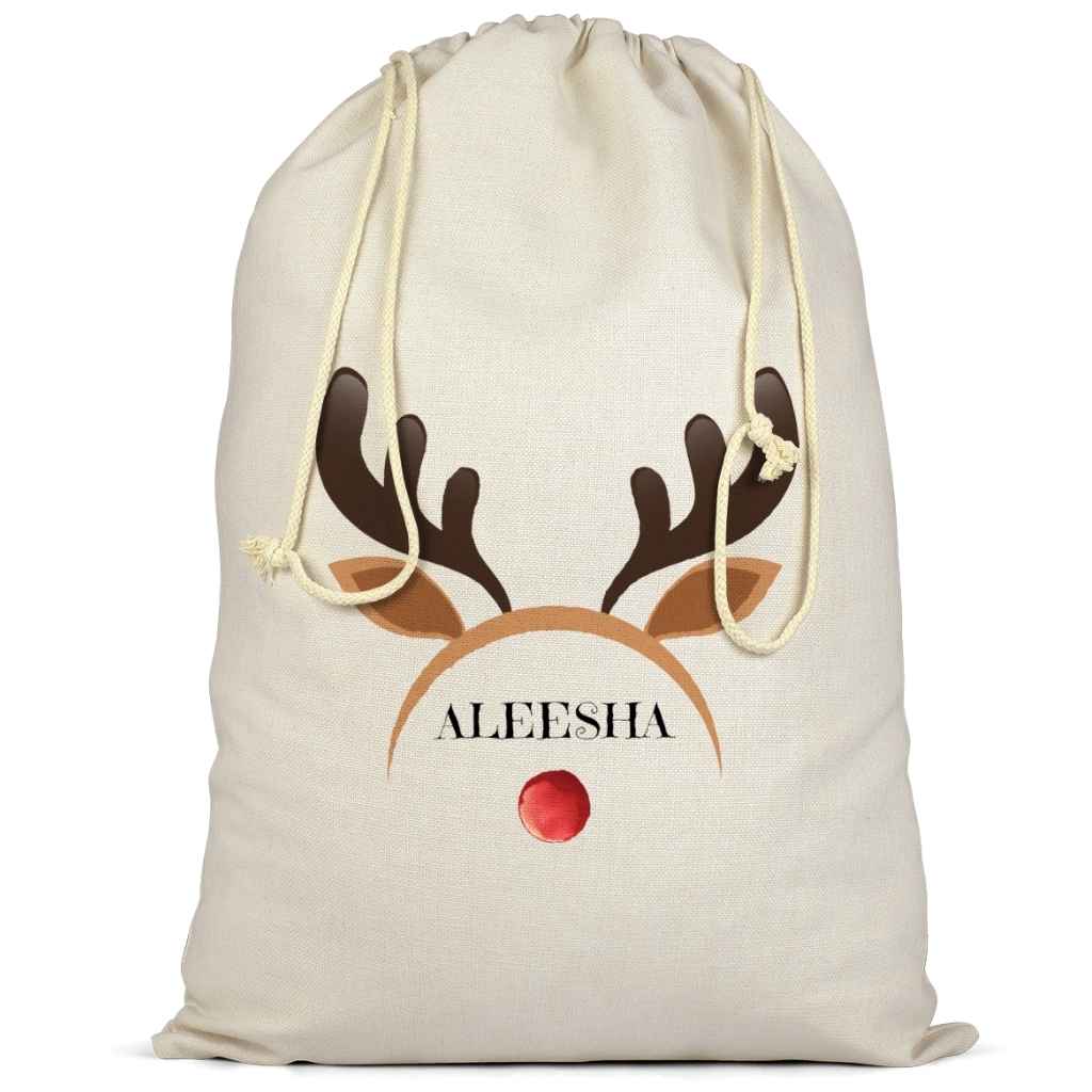 Personalised Christmas Sack |  Abstract Reindeer Face