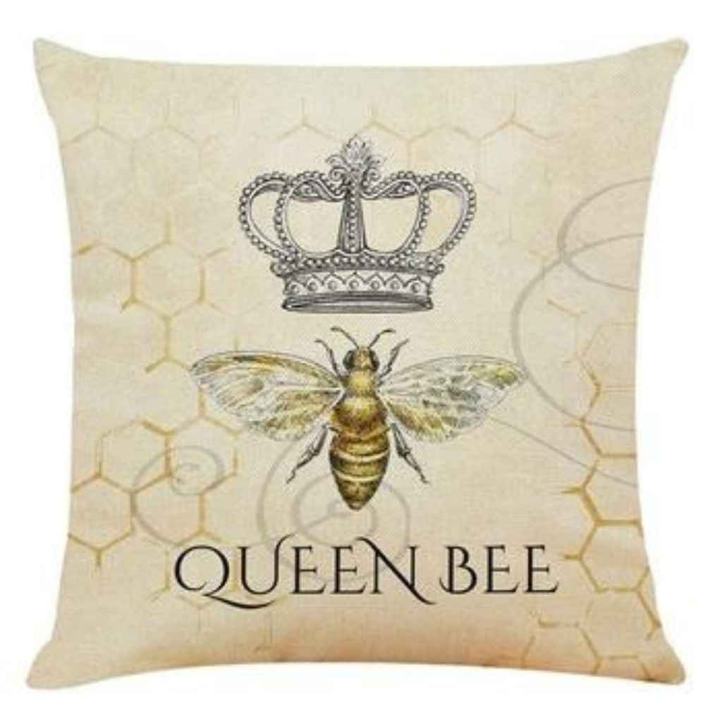 100% Linen Cushion - Queen Bee