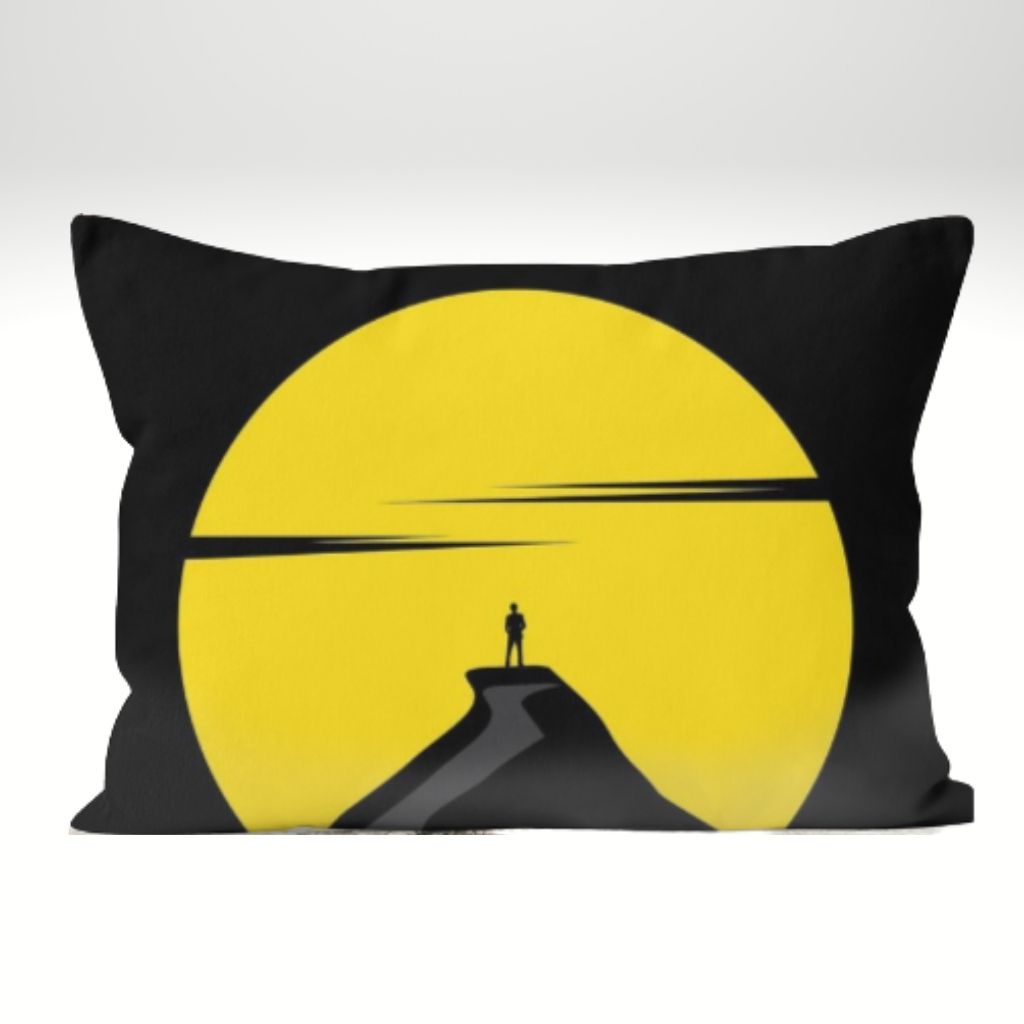 Motivational Cushions | Top of the Mountain | Black & Yellow