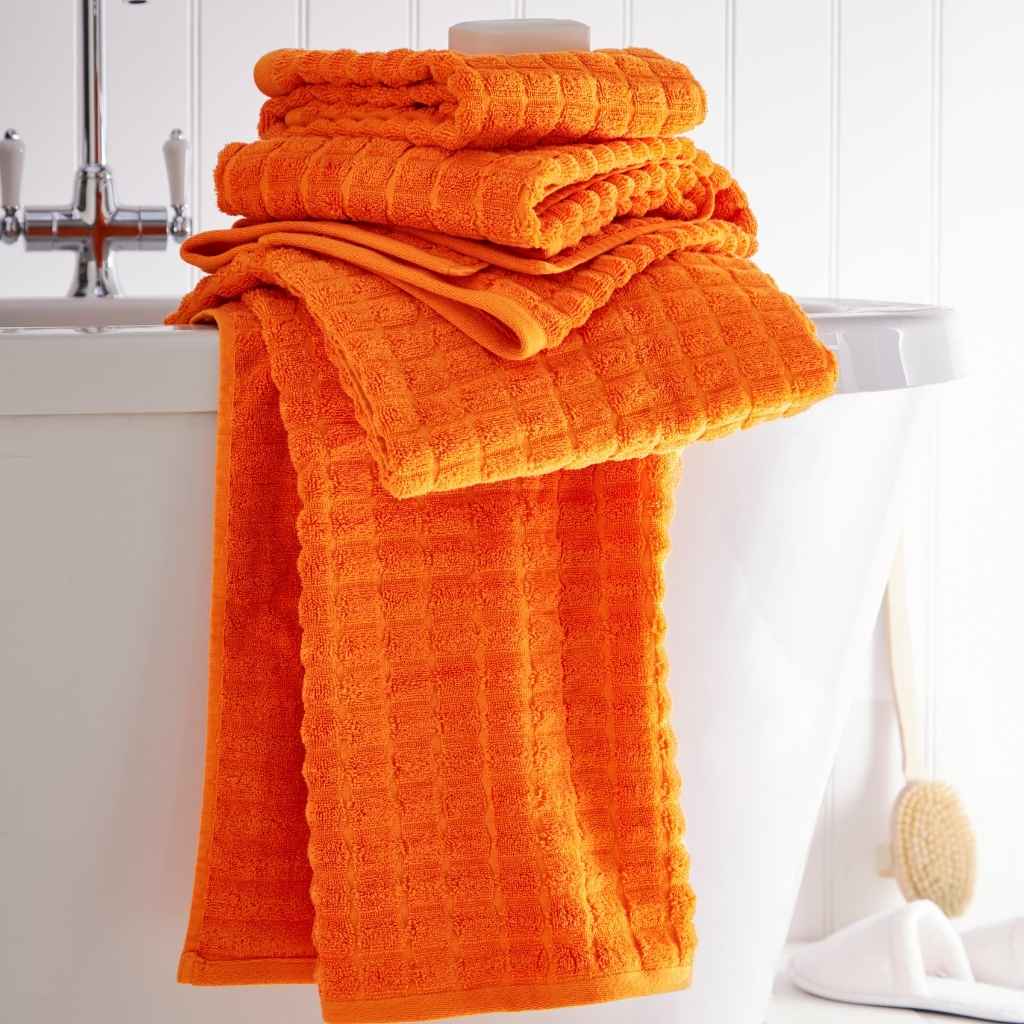 100% Cotton Towels | Geometric Design | Orange