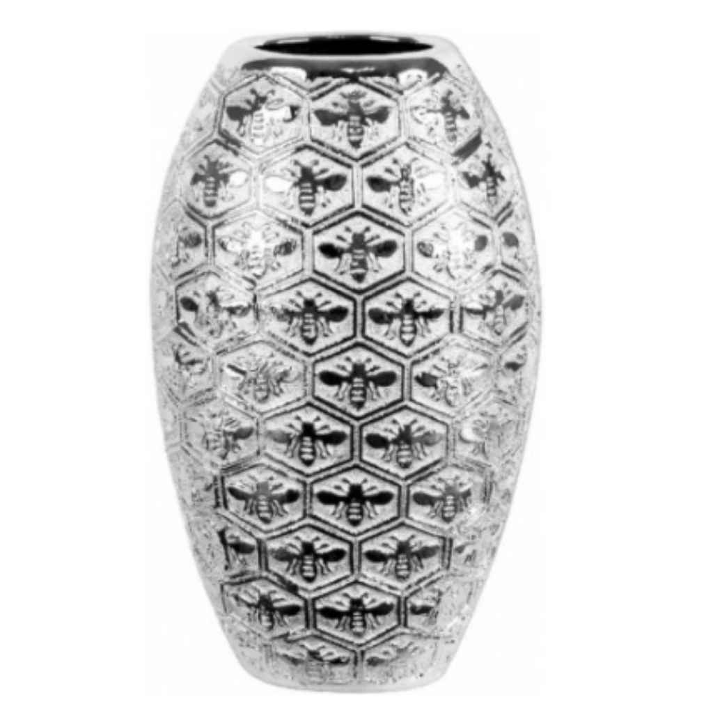 Embossed Vases & Pots | Silver Honeycomb | Various Sizes