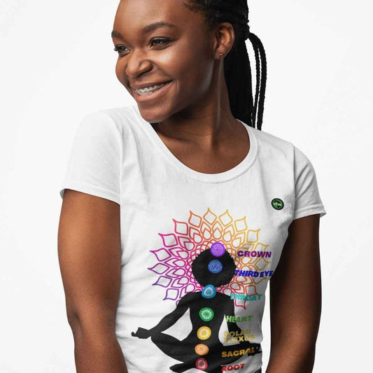 Scoop Neck Fitted T Shirt | Womens | Chakras Silhouette