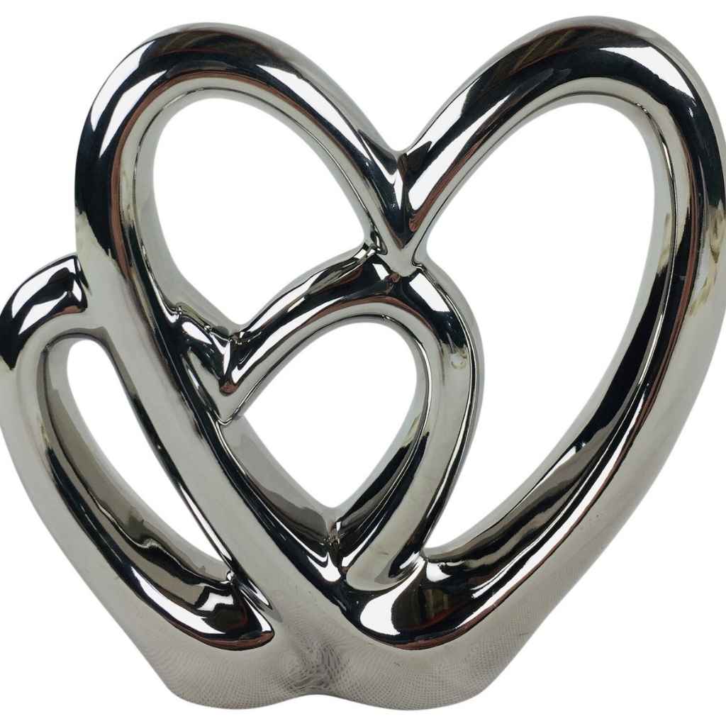 Double Heart | Ceramic Ornaments | Silver